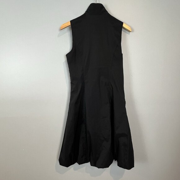 Joseph Ribkoff Sleeveless Bubble Hem Nylon Dress Zip Front Pockets Black Sz 8 - Picture 6 of 13